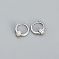 Orecchini a cerchio in argento S925 con perline e pietre di zircone bianco brillanti - Argento 925 / Platino (Pietra Bianca)