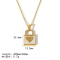 Collana in acciaio inossidabile placcato oro 18k con ciondolo a cuore e dimensioni - Stile Lucchetto a Cuore (TN3308)