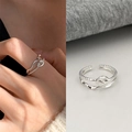 Silver S925 sterling silver knotted double-layer open ring for women in minimalist style - S925 Silver Double Layer (JZ0819)