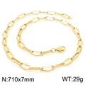 710x7mm gold titanium steel geometric hexagon link chain necklace with lobster clasp - Style A Gold Necklace 71cm (KN228641-Z)