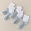 Five pairs of kids mid-tube socks in white and grey contrast cotton blend fabric - Flat V-style Two-tone Mid-calf Top [grey] / 3-5 Years (Feet length 13-15cm)