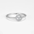 Elegant S925 sterling silver ring with a circular cluster of sparkling crystal stones - US 6 / Platinum (Ring)