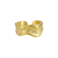 Adjustable gold brushed wave ring with micro-set zircon stones for women - JF1243/18K Gold/White Zircon / No. 15 / Adjustable Open