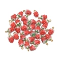 3D red strawberry alloy charms with gold hooks for DIY jewelry making and bracelets - Red Strawberry