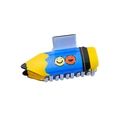 Creative pencil-shaped hair claw clip with cute yellow smile face pattern in blue and yellow - Smiley Face