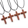 Four large Red Goldstone cross pendants on black cord necklaces with sparkling finish - Goldstone (Synthetic)