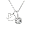 Collier en acier argenté avec lettre D et pendentif en zircon blanc étincelant - Lettre D / Argent