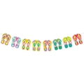 Tropisches Hawaii Banner mit bunten Flip-Flop Papierkarten und Blumenmustern für Sommerfeste - Hausschuh