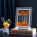 Moving sand art decor with orange and brown landscape in acrylic frame for desktop - 5 Inch Mirror Edge Yellow