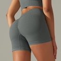 Dark grey seamless high waist yoga shorts with butt-lifting texture and supportive fabric - Shorts - Dark Gray