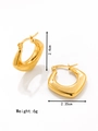Polished 18K gold-plated U-shaped chunky hoop earrings with size and weight measurements - Geometric U-Shaped Square Round Style (MS-220 Gold)