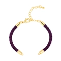Handmade purple braided rope bracelet with gold lobster clasp and adjustable metal chain - Bracelet: 61