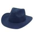Cappello da cowboy in paglia intrecciata blu scuro stile etnico a tesa larga - Blu navy