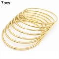 7-piece set of minimalist polished gold stainless steel stacking bangles for women - 7-Piece Set / 68x3mm / Gold