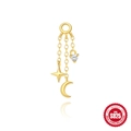 S925 sterling silver star and moon dangle earrings with sparkling cubic zirconia stones - Single Piece / Gold - Star Moon Tassel