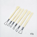 Set of 6 pottery clay sculpting tools with cream handles and metal tips, 67g weight - 6-piece Set Of Flat Wire Cutters For Clay Trimming (pvc Bag)