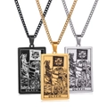 Tarot Death card pendant necklace in black, gold, and silver stainless steel finish - Death