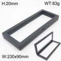 Detailed view of black 230x90mm PE film floating jewelry display box with dimensions - Black Rectangular Suspension Box (KQP353)