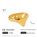 Detailed view of 18K gold plated stainless steel heart ring with dimension 19mm x 17mm - Minimalist Rounded Heart Style (NB-R24444)