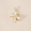 Macro detail of 18K gold-plated butterfly charm with marquise cubic zirconia on fabric - PJ0264-Gold (Butterfly)