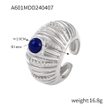 Anello vintage in argento con texture multistrato e una perla di vetro blu scuro - US 7 / Anello in vetro blu color acciaio