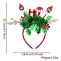 Detailed view of Christmas gnome headband with berries and tinsel showing dimensions - HO Rudolph Antler Style