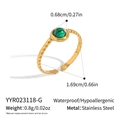 Detaillierte Maße des goldenen Edelstahlrings mit grünem Malachitstein Einlage im Detail - Malachitgrüner Stil (YYR023118-G)