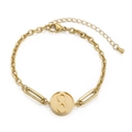 Gold-plated stainless steel infinity pendant bracelet with minimalist adjustable link chain - Gold (KB151185-Z)