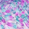 Pink and blue gradient hexagonal crystal pendants in a vibrant double-pointed design - Gradient Red Green