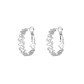Pendientes de corazón hueco de plata S925 acero inoxidable con acabado metálico - Aro de Corazón Espaciado (E303168) / Color Acero