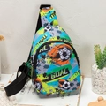 Kids football chest bag in blue and green canvas with adjustable strap for sports - Blue Green Football