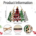 Wooden Merry Christmas door sign with buffalo plaid trees and rustic hemp rope hanging - Five Christmas Trees Plaid Style (Y24Y51187_Q) / Y24Y51187_Q