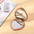 Pink glitter heart-shaped folding pocket makeup mirror with elegant gold metal frame - Pink With Gold Inner Frame + Bubble Wrap ♜