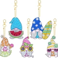 5-piece summer gnome DIY diamond painting keychains featuring watermelon and surfboards - YS-22 Summer Watermelon Ice Cream (5Pcs)