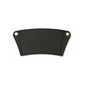 Detail view of black PU leather coffee sleeve with golden metal eyelets on white background - Black