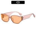 Fashion wavy frame sunglasses with orange lenses and translucent pink arms, style C3 - Champagne Frame Champagne Lens