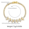 Tennis bracelet detail showing 17.6cm length and white cubic zirconia stone measurements - Gold Geometric Cluster Style (KB0771-2)