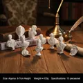 Set of 10 mini white resin Greek busts, 6-7cm height, for vintage desk decoration - Classical Bust Combination (HCF-01-20)