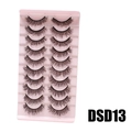 10 pairs set of DSD13 thick natural false eyelashes with dramatic volume and curl - DSD13 (Pink)