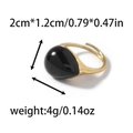 Adjustable gold plated stainless steel ring with waterdrop shaped black onyx stone - Adjustable Open / Gold-Black Waterdrop