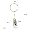 Tandheelkundige sleutelhanger van zilvermetaal in tandvorm met detail afmetingen - Gesimuleerde Tand / Zilver