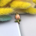 Squisito ciondolo a forma di tulipano rosa e verde in oro per gioielli fai-da-te - Rosa
