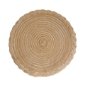 Round beige woven cotton yarn placemat with decorative braided edge for dining tables - 11cm / Light Coffee