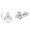 Three-stone cluster sterling silver earrings featuring 6.6mm sparkling moissanite stones - Clover Studs (Silver)