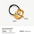 Gold stainless steel hair tie with irregular wave pattern metal plate and elastic band - Hammered Irregular Style / Gold