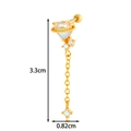 Gold plated heart opal ear stud with cubic zirconia and delicate dangling chain - Long Chain Planet Heart Rhinestone Style (AMY1-3# Gold Tone)