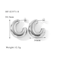 Detailed size view of silver C-shaped tubular earrings measuring 30.5mm by 30mm - Chunky C-Hoop / Silver