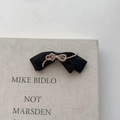 Elegant black lace bow hair claw clip with vintage faux pearl embellishments - Black Lace Pearl / Black Three-Layer Bow