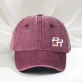 Berretto da baseball regolabile in cotone lavato bordeaux con ricamo bandiera e lettere - Taglia unica / Borgogna