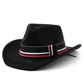 Cappello da cowboy nero classico in feltro con fascia a righe rosse bianche e blu su bianco - M (56-58cm) / Nero